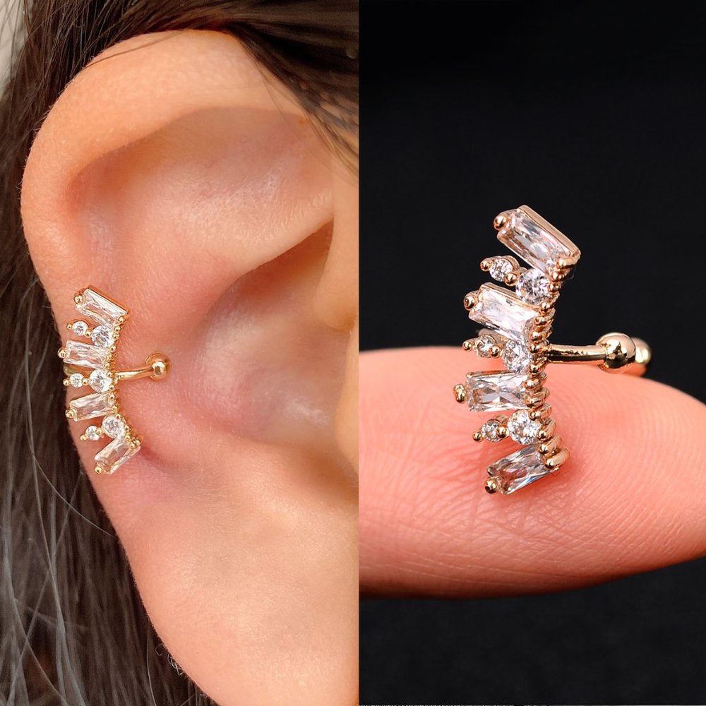 Gold Tone Ear Cuff Crown Cluster NEW